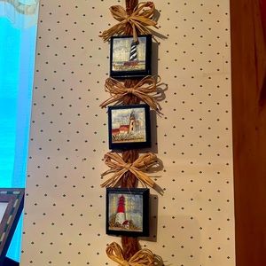 Lighthouse wooden wall hanging decor rope nautical rustic vintage